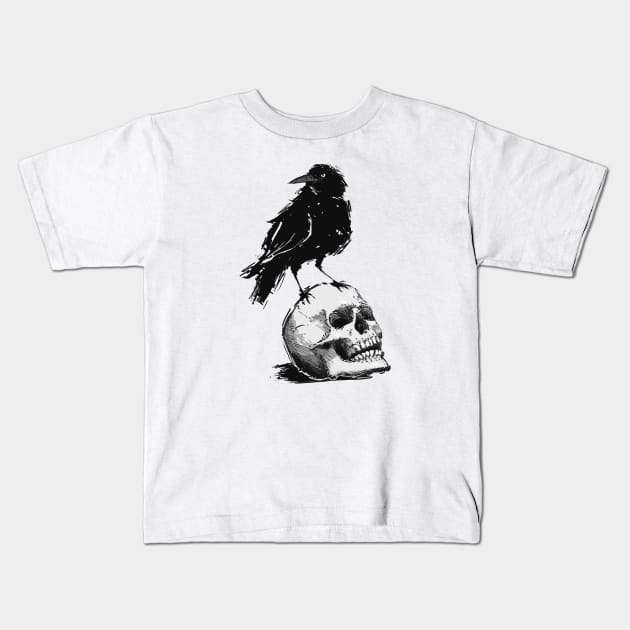 Crow & Skull Kids T-Shirt by trmrddr